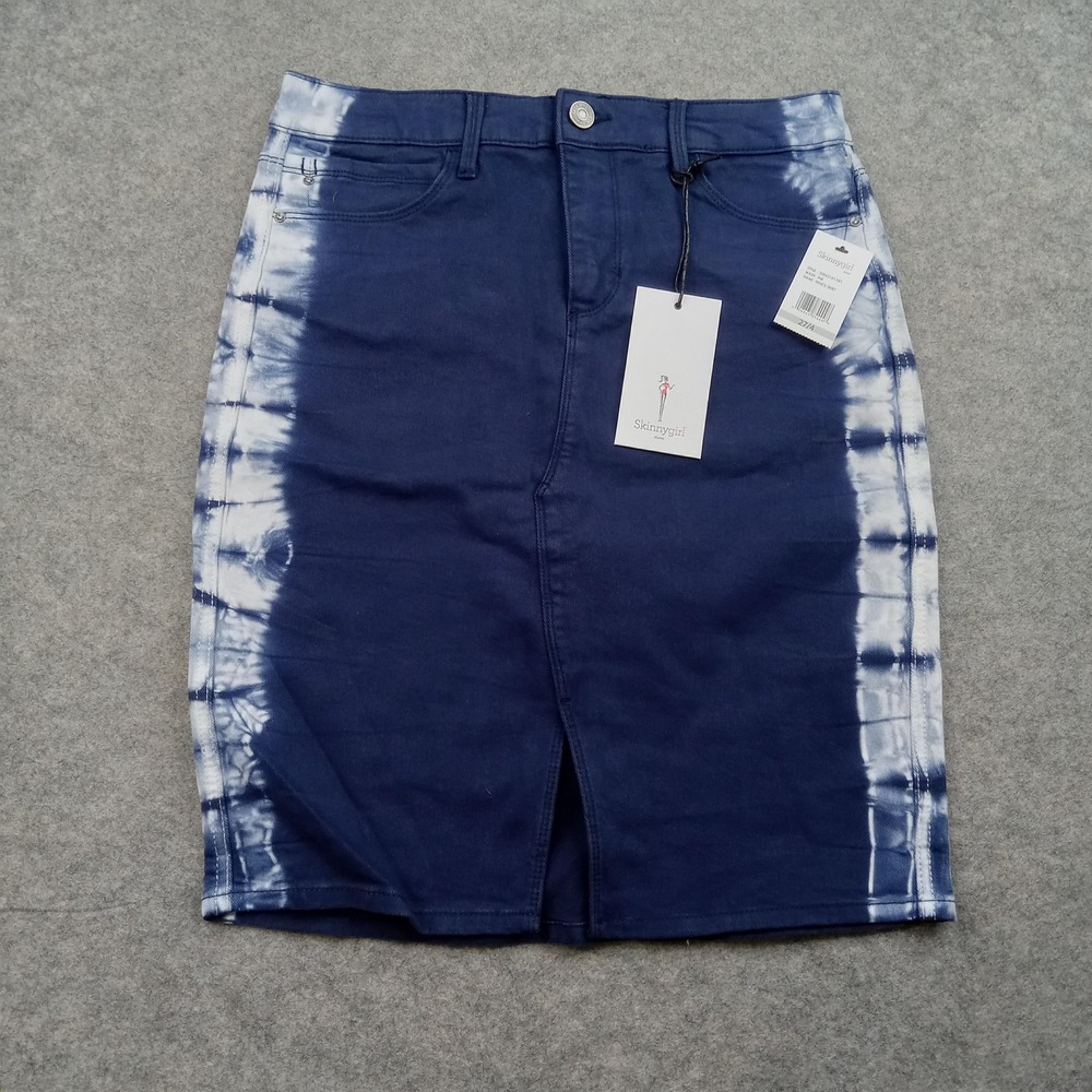 Skinnygirl Jeans Skirt Womens 27/4 Blue Tie Dye Denim Pencil Stretch Knee Length